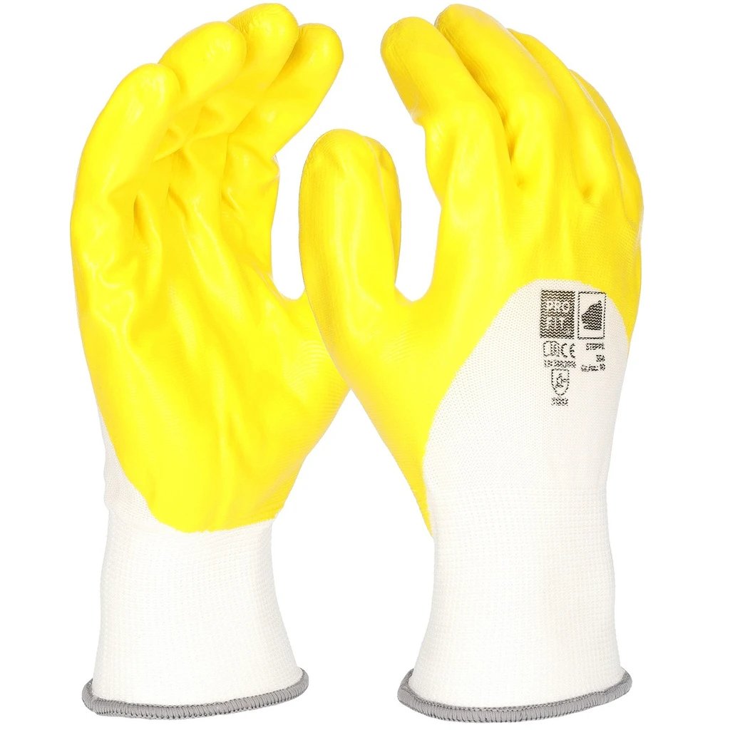 Nitril-Feinstrickhandschuh, 3/4 beschichtet, gelb 10