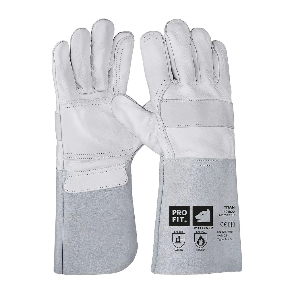 [521822] Schweißerhandschuh Rindvollleder, "Titan", 35 cm, verstärkt 10