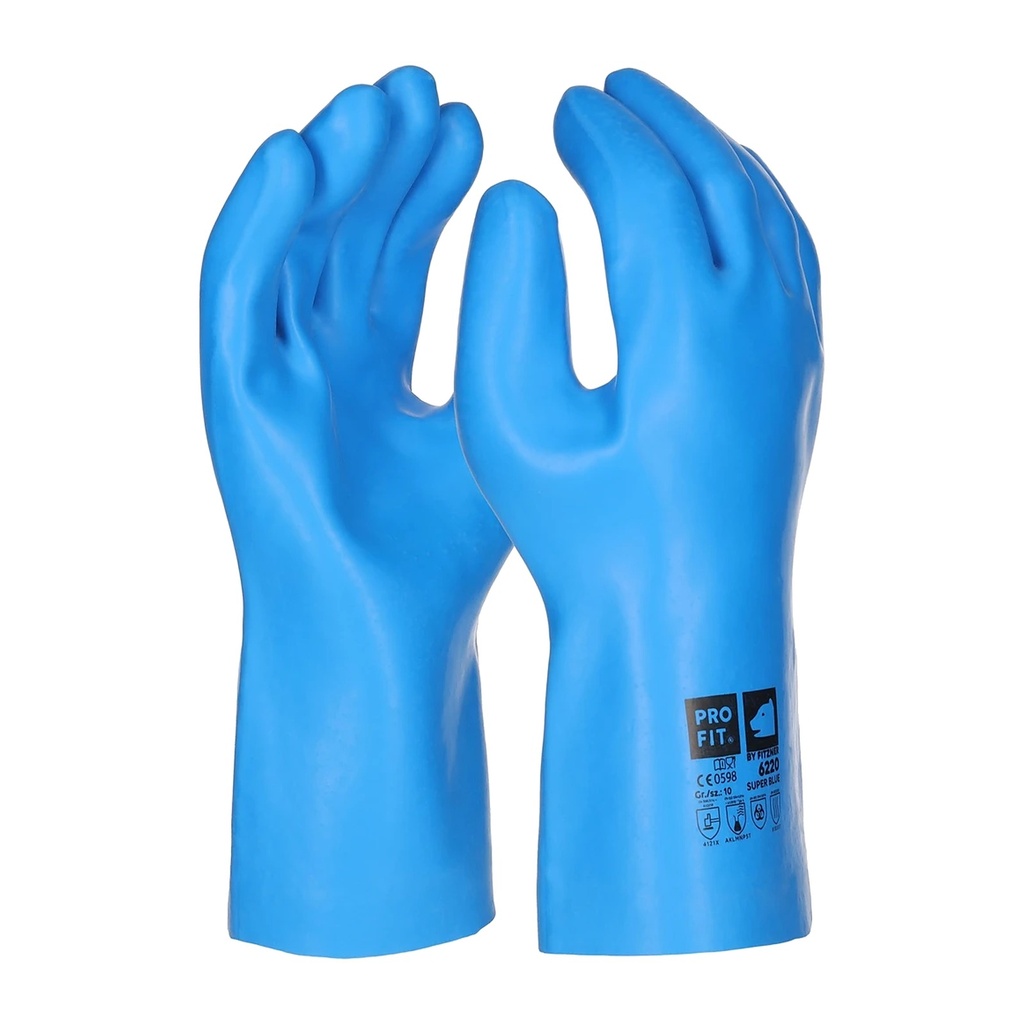 [6220-9] Latex Chemikalienschutzhandschuhe "Super Blue", blau, glatt 11 (9)