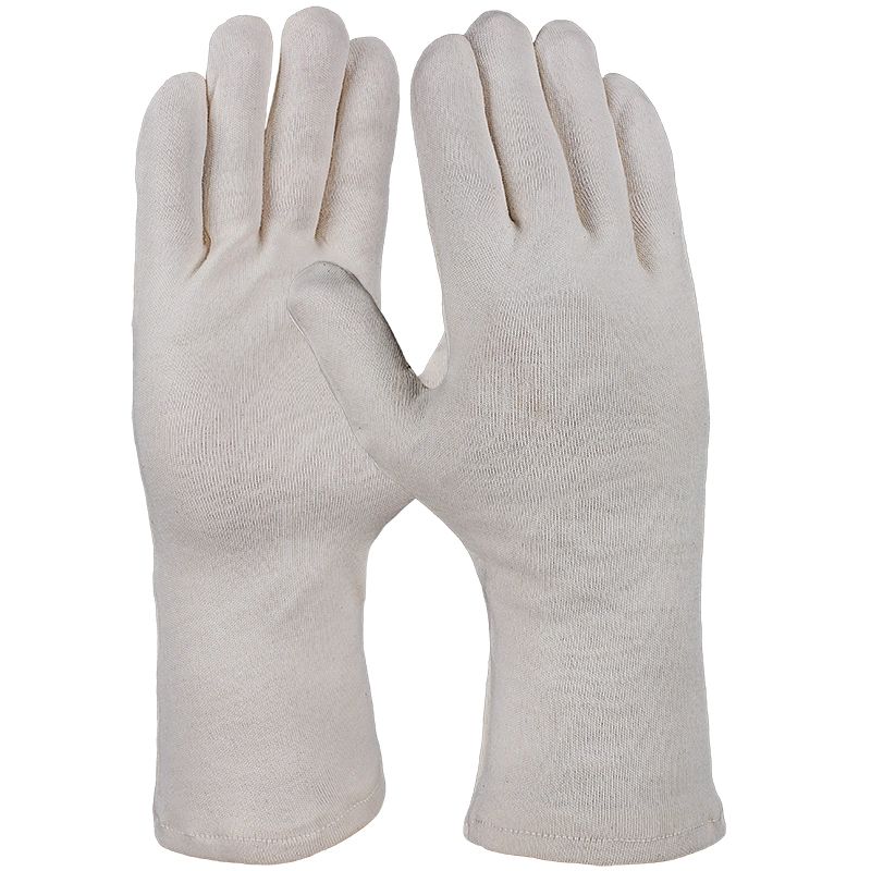 Baumwollhandschuh, Trikot, natur, schwer, gesäumt, 35 cm 10