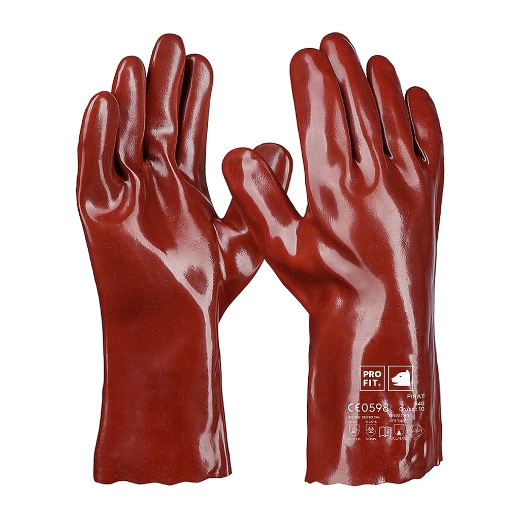 [640-10] PVC Chemikalienschutzhandschuhe "Pirat", rotbraun, 35 cm 10