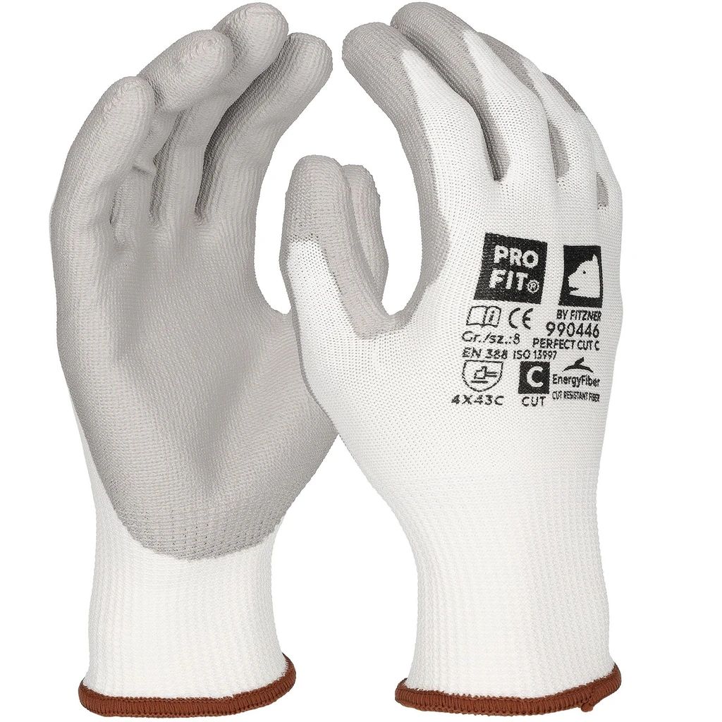 [990446-6] PU Schnittschutzhandschuh "Perfect Cut C", weiß/grau 8 (6)