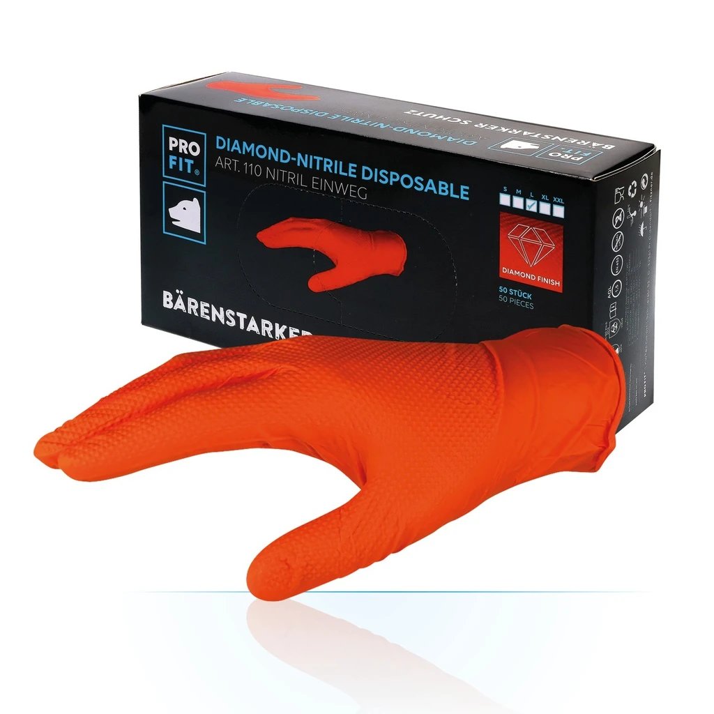 Nitril Einweghandschuhe, 24 cm, orange, 50 St. L/9