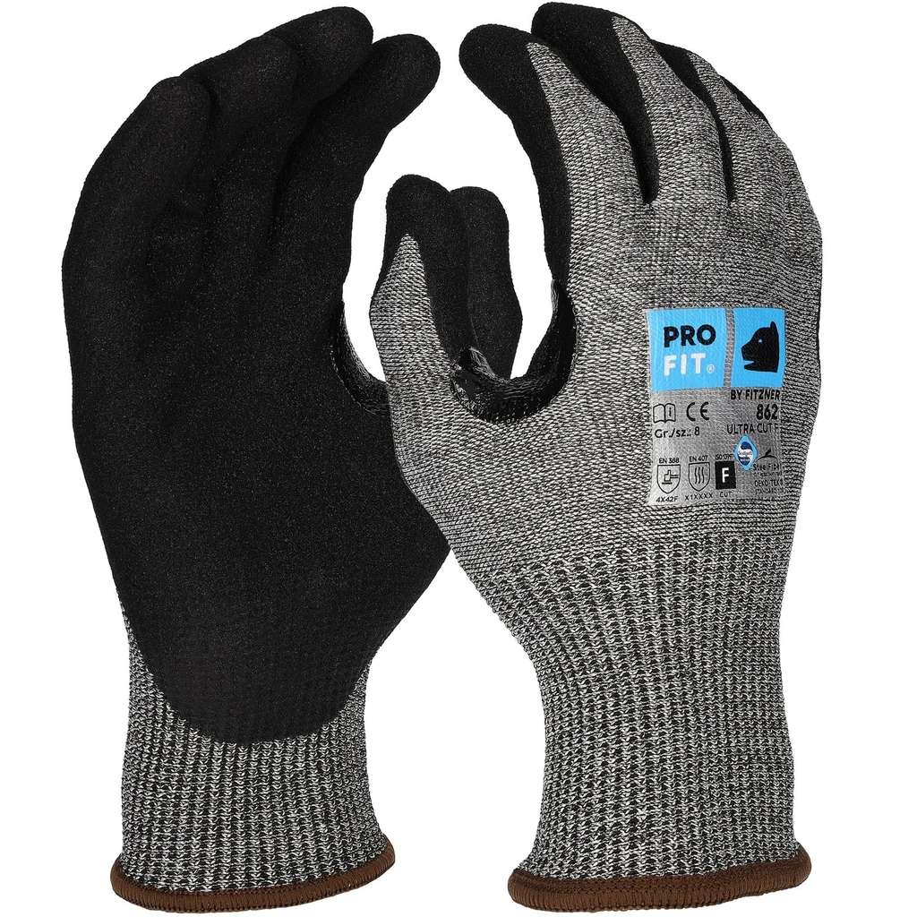 Nitril Schnittschutzhandschuh "Ultra Cut F", grau/schwarz 9