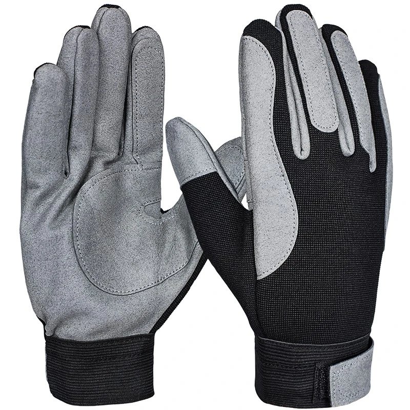 [C938340] Mechaniker Handschuh, mit Klett, grau, schwarz 10
