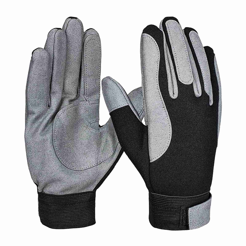 [C938340] Mechaniker Handschuh, mit Klett, grau, schwarz 10