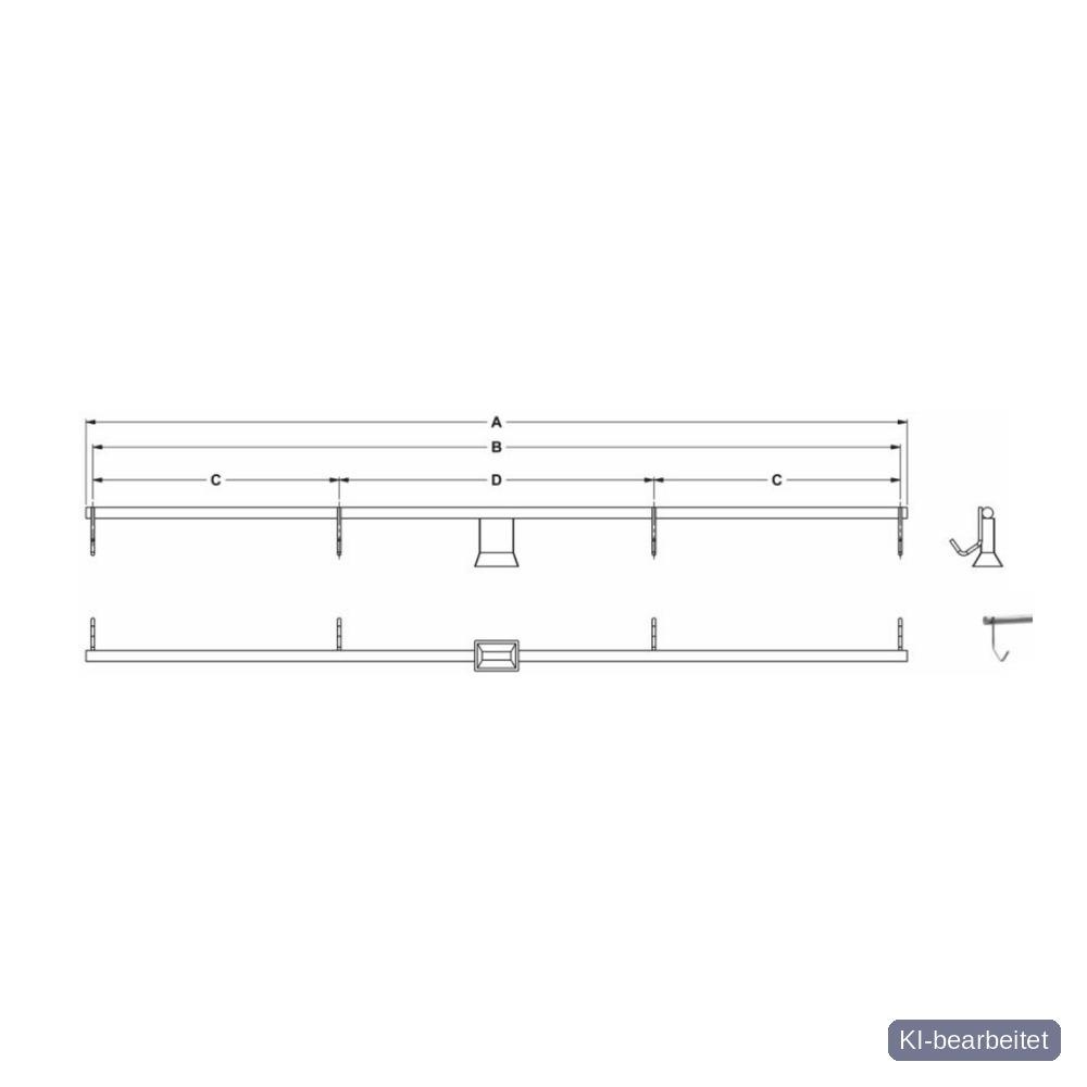 Hakenleiste für Aufnahmegestell SNR-2 Vierkantrohr 15x15 mm