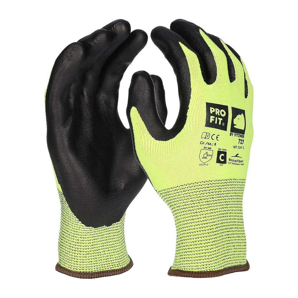 Nitril Schnittschutzhandschuh "Hit Cut C", neongelb/schwarz 8