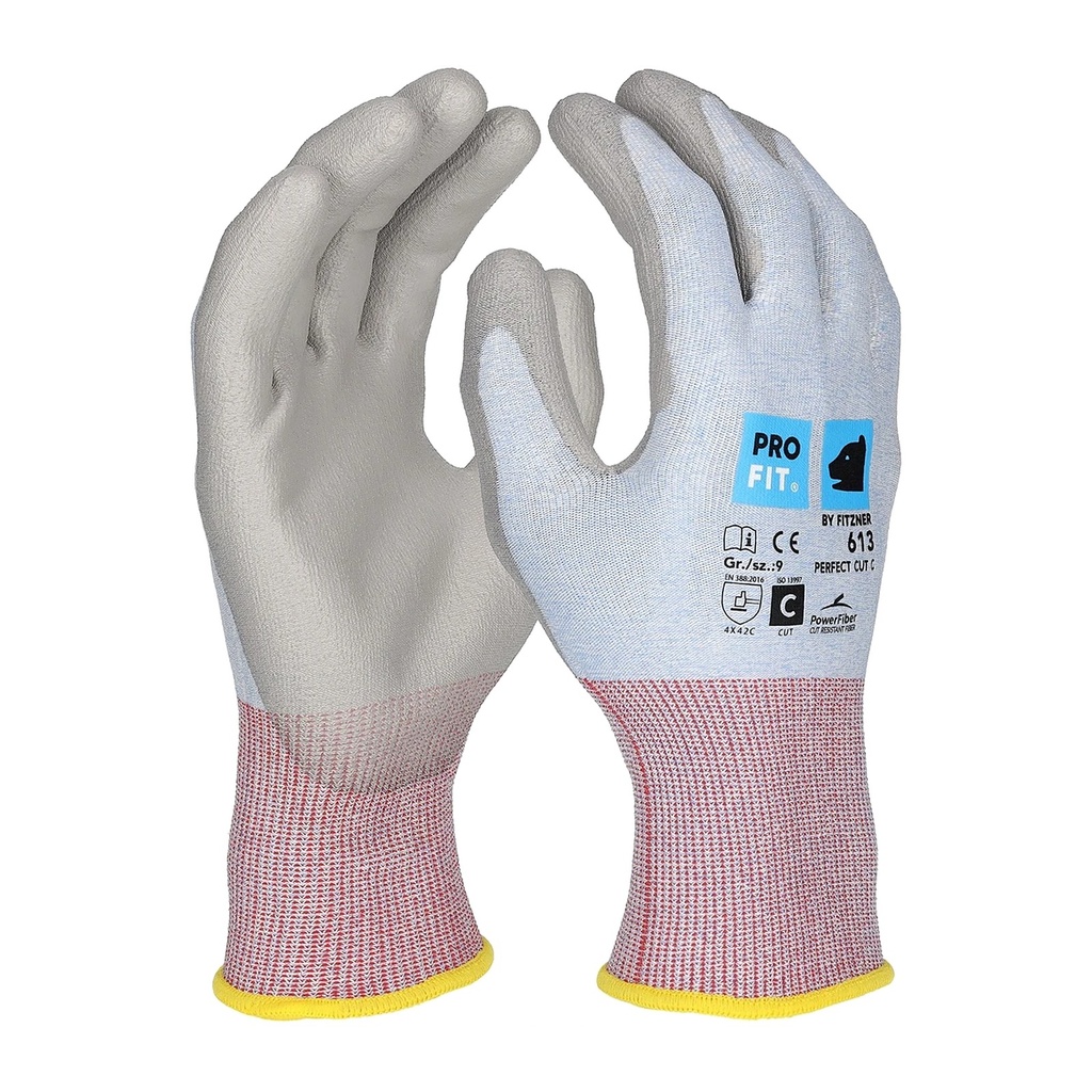 [613-6] PU Schnittschutzhandschuh "Perfect Cut C", hellblau/grau 6 (6)